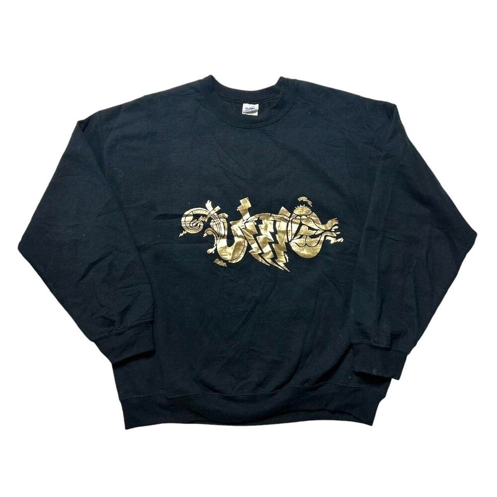 Unknown Mortal Orchestra UMO Gold Foil Print Black Crewneck Sweatshirt XL